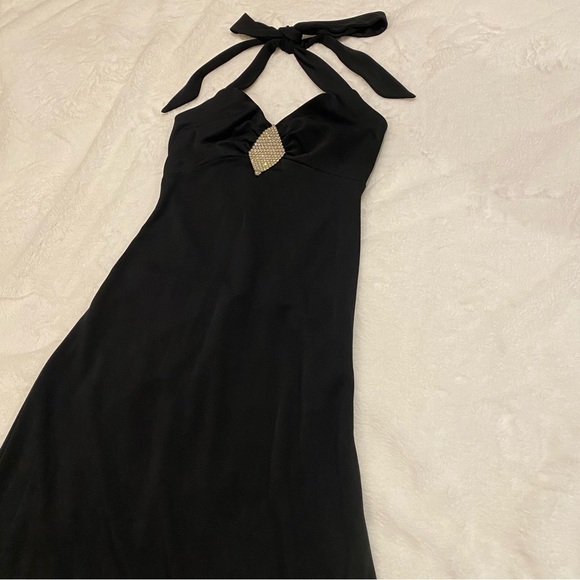 Black Halter Formal Gown with Diamond Rhinestones Y2K, Vintage - Picture 15 of 16